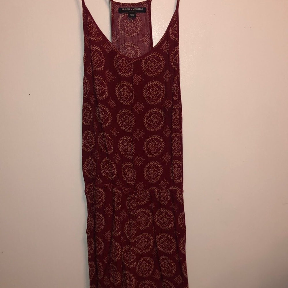 Red and Orange Brandy Melville Patterned Romper
